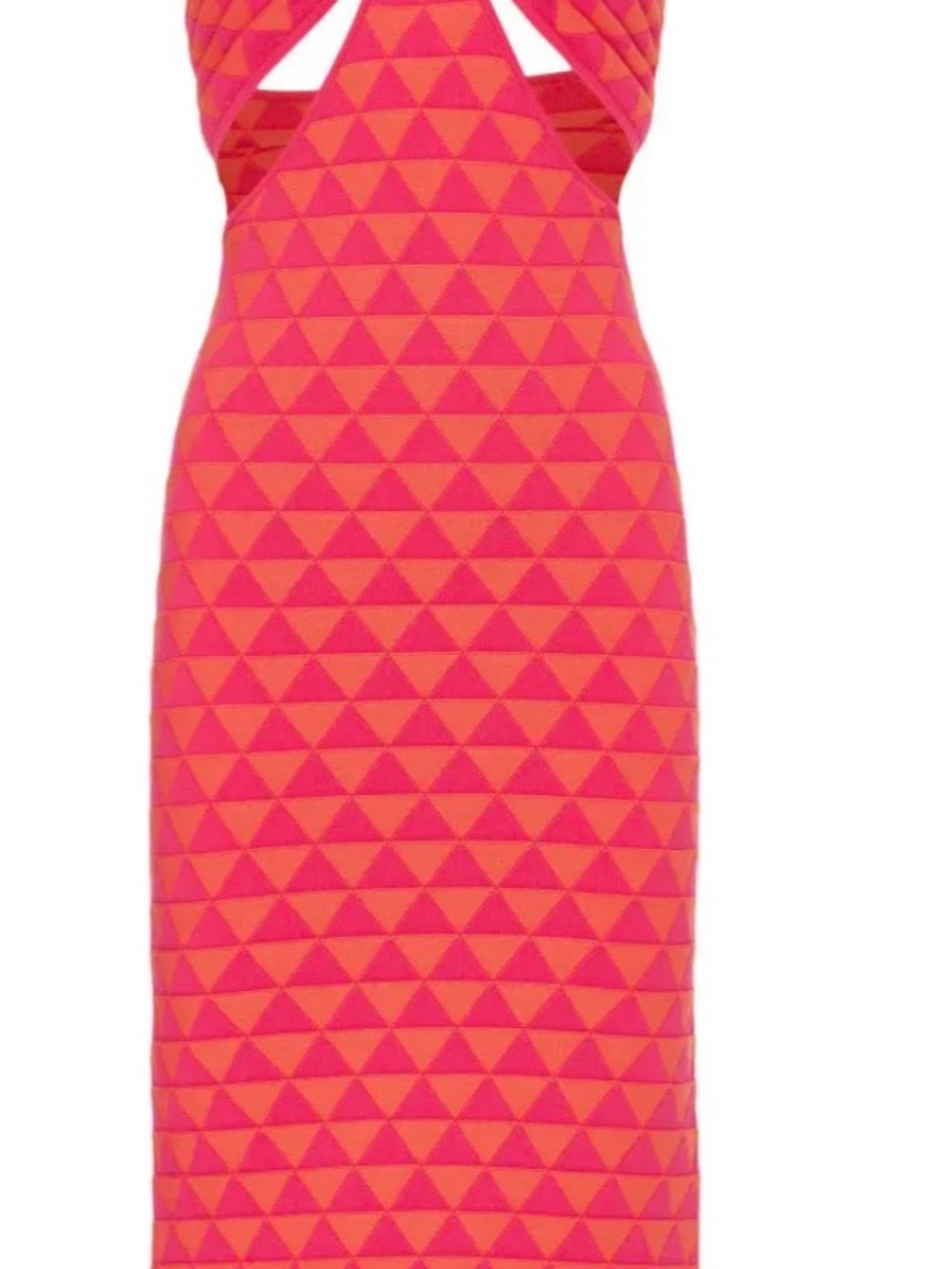 Sleeveless Pink-Orange Geometric Bodycon Dress